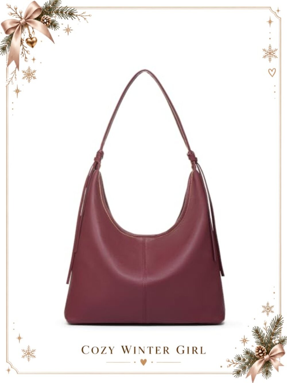 Vegan Leather Slouchy Hobo Bag Tote Shoulder Satchel Tassel Women